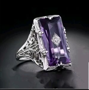 New Purple 5.2Ct amethyst women 925 silver ring